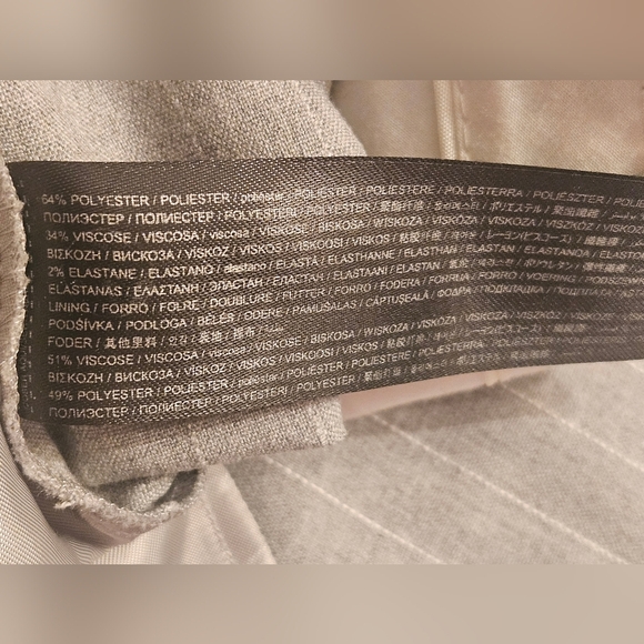 Mango MNG Gray White Pinstripe High Rise Wide Leg Pleated Trouser Womens Plus 18 - Picture 13 of 14